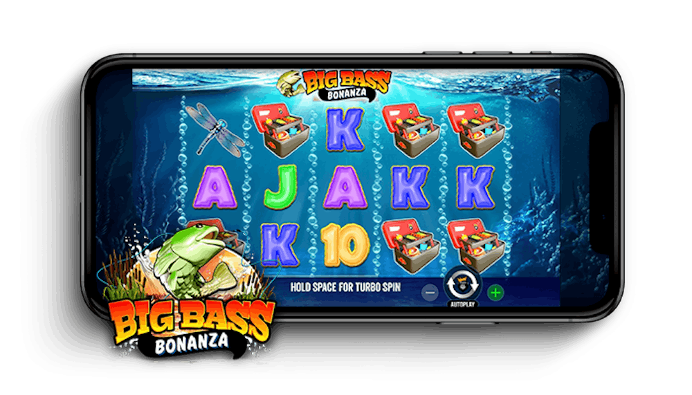 Big Bass Bonanza peli puhelimen näytöllä.