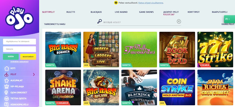 PlayOjo Pelivalikoima